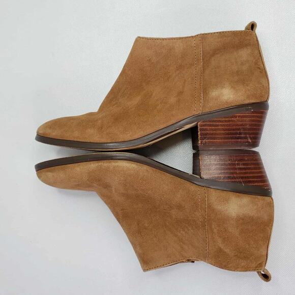 J.Crew Piper Ankle Boots Bootie Suede Brown Womens Size 7.5 Block Heel Side Zip - Picture 3 of 11